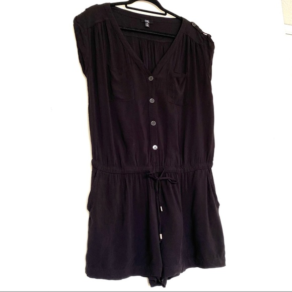 Black Button Up Jacob Romper - Size Large - Picture 2 of 4